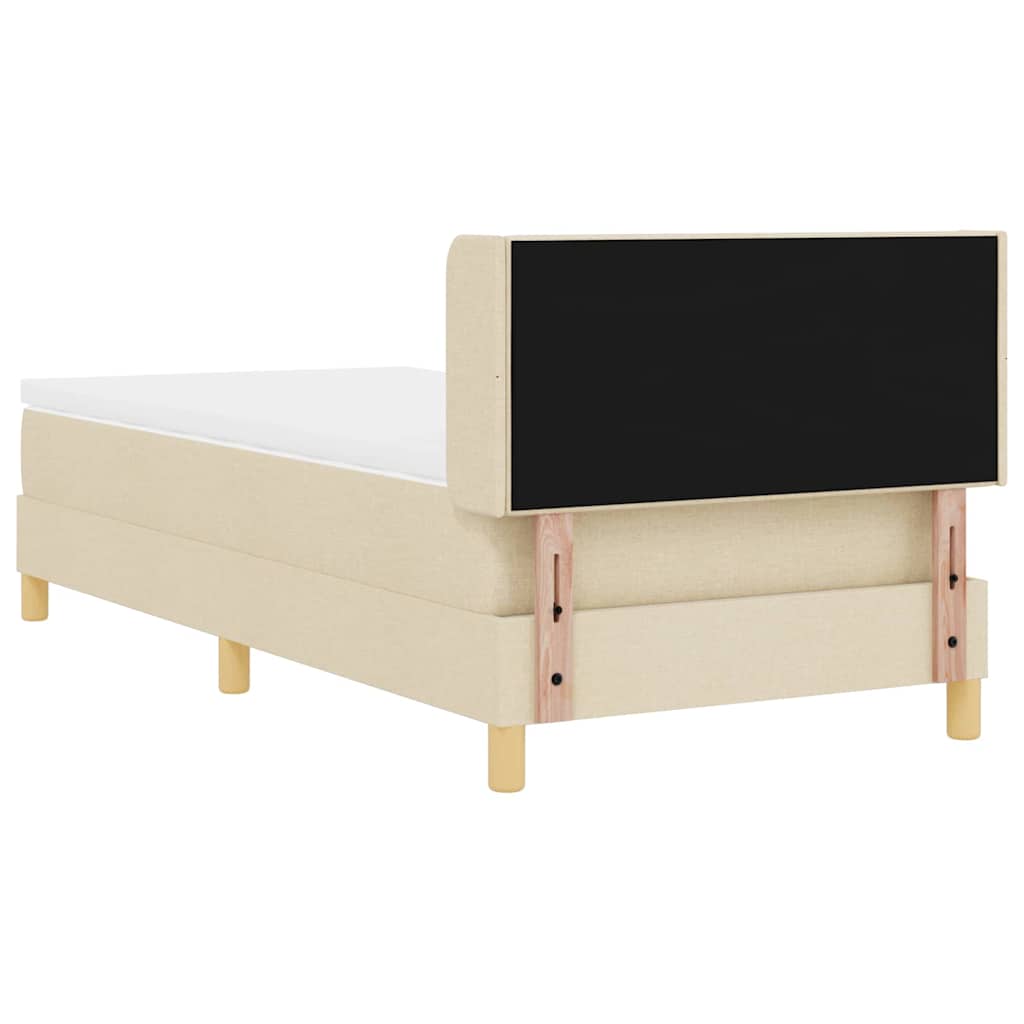 vidaXL Łóżko sprężynowe Z zagłówkiem Kremowy 200 x 100 cm tkanina