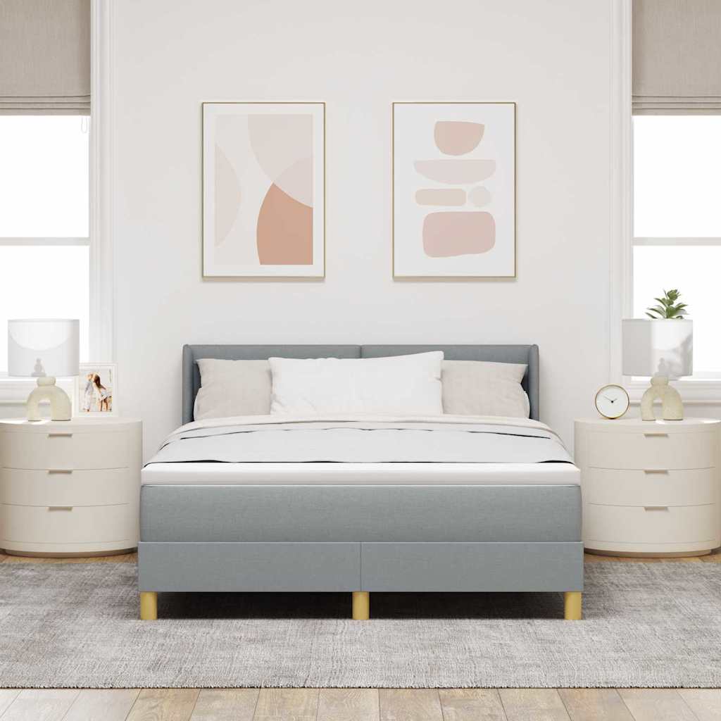 vidaXL Łóżko sprężynowe z materacem Jasnoszary 200 x 140 cm tkanina