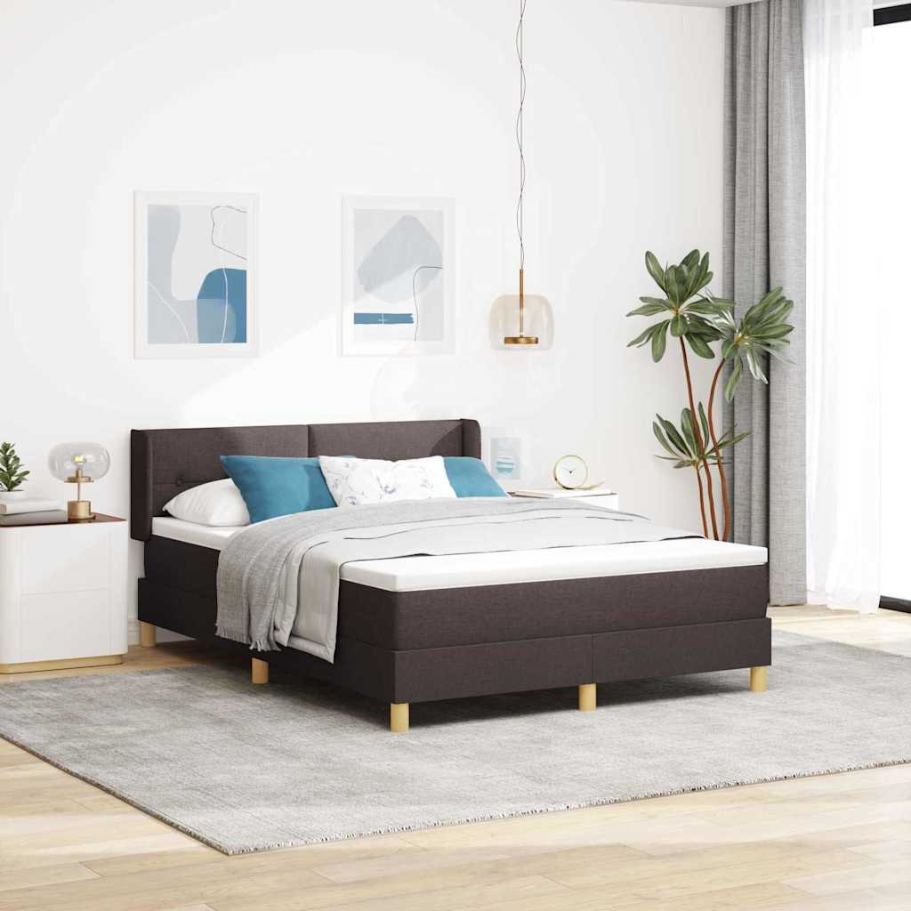 vidaXL Łóżko sprężynowe z materacem Ciemny brąz 200 x 140 cm tkanina