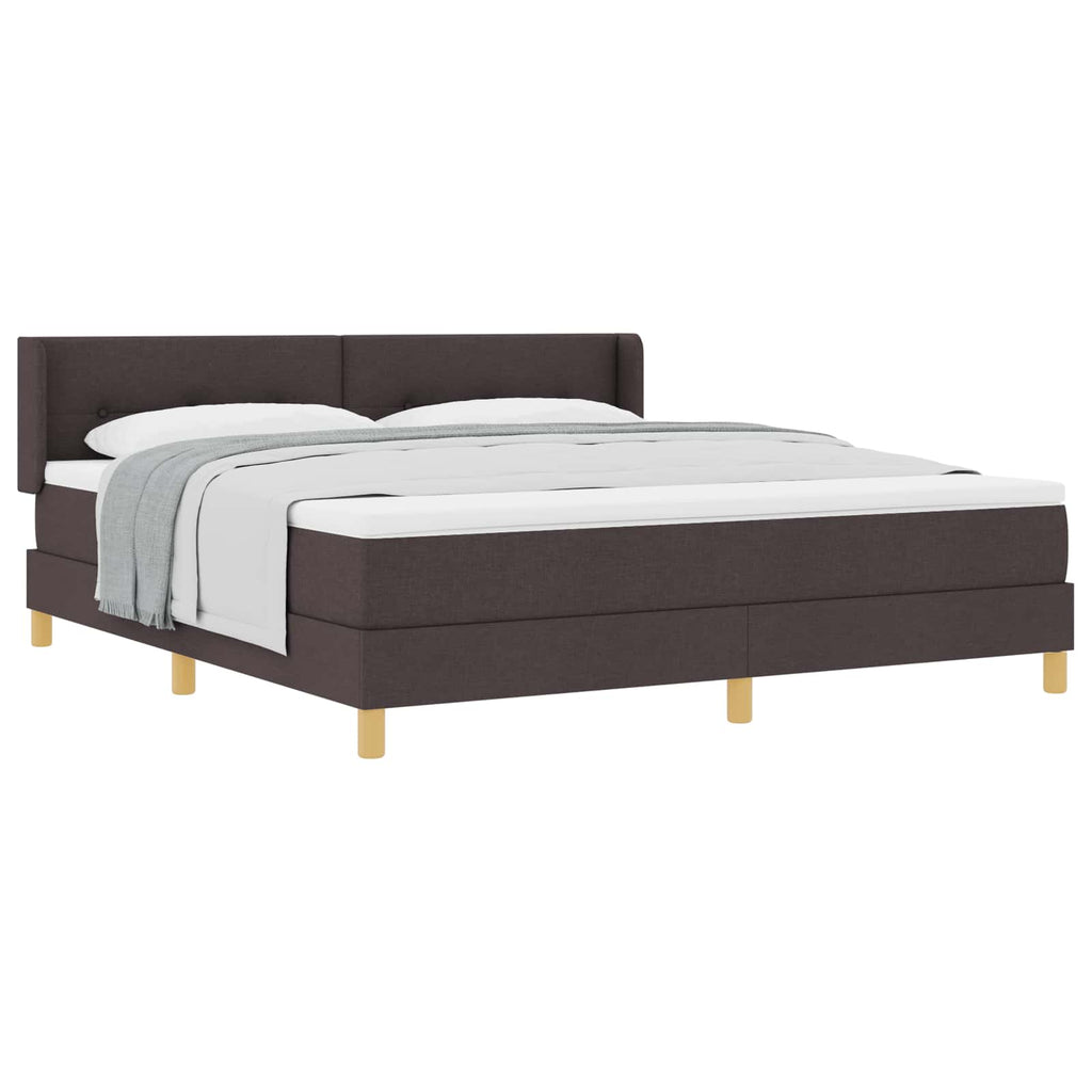 vidaXL Łóżko sprężynowe z materacem Ciemny brąz 200 x 180 cm tkanina