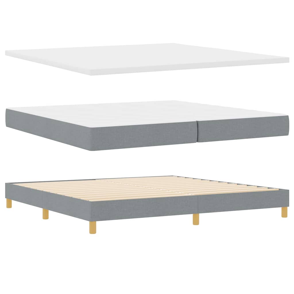 vidaXL Łóżko sprężynowe Z zagłówkiem Jasnoszary 200 x 200 cm tkanina