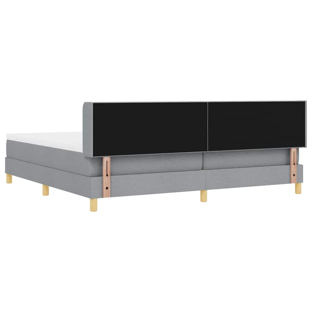vidaXL Łóżko sprężynowe Z zagłówkiem Jasnoszary 200 x 200 cm tkanina