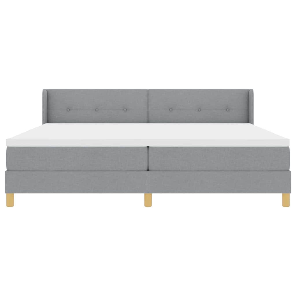 vidaXL Łóżko sprężynowe Z zagłówkiem Jasnoszary 200 x 200 cm tkanina