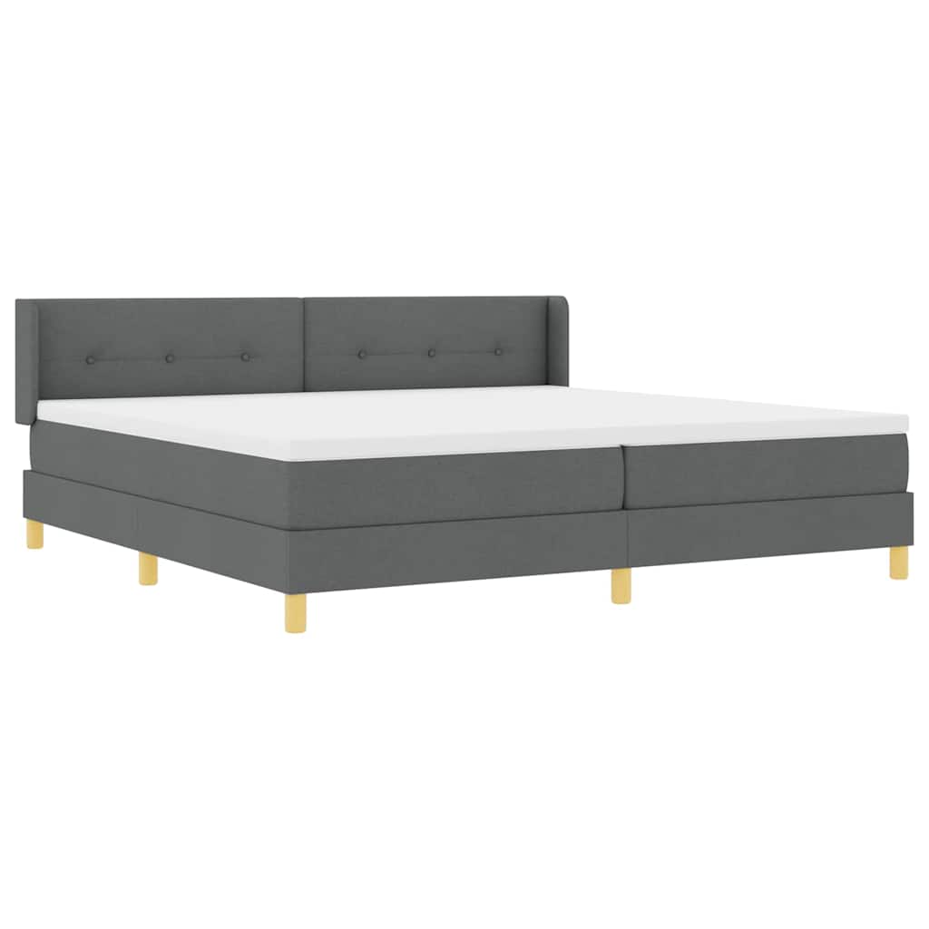 vidaXL Łóżko sprężynowe Z zagłówkiem Ciemnoszary 200 x 200 cm tkanina