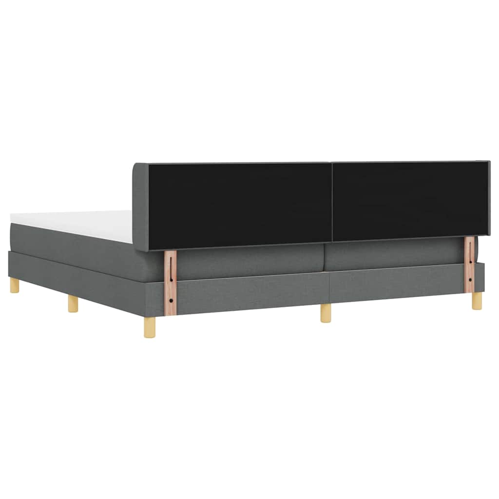vidaXL Łóżko sprężynowe Z zagłówkiem Ciemnoszary 200 x 200 cm tkanina