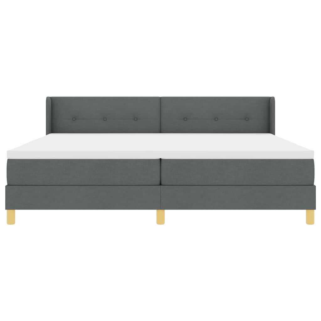 vidaXL Łóżko sprężynowe Z zagłówkiem Ciemnoszary 200 x 200 cm tkanina