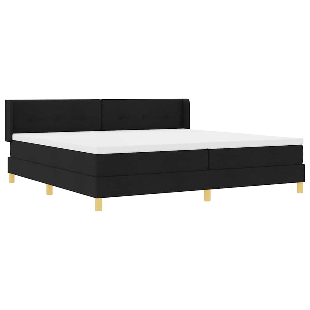 vidaXL Łóżko sprężynowe Z zagłówkiem Czarny 200 x 200 cm tkanina