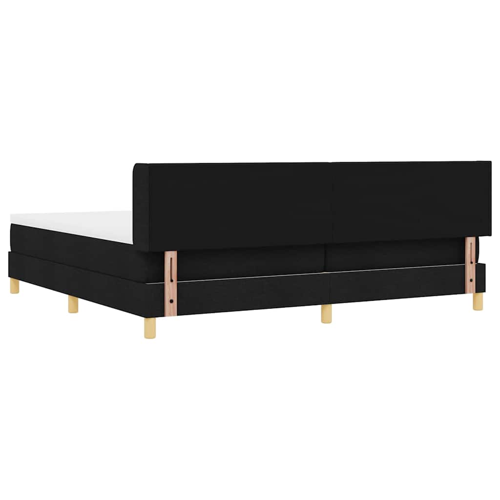vidaXL Łóżko sprężynowe Z zagłówkiem Czarny 200 x 200 cm tkanina