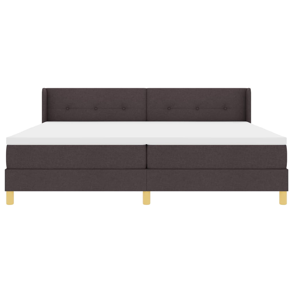 vidaXL Łóżko sprężynowe Z zagłówkiem Ciemny brąz 200 x 200 cm tkanina