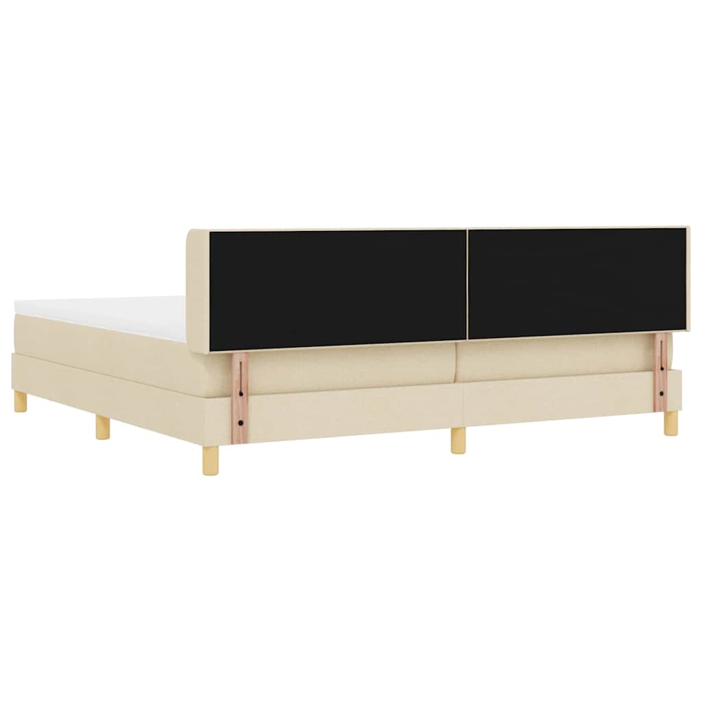 vidaXL Łóżko sprężynowe z materacem Kremowy 200 x 200 cm tkanina