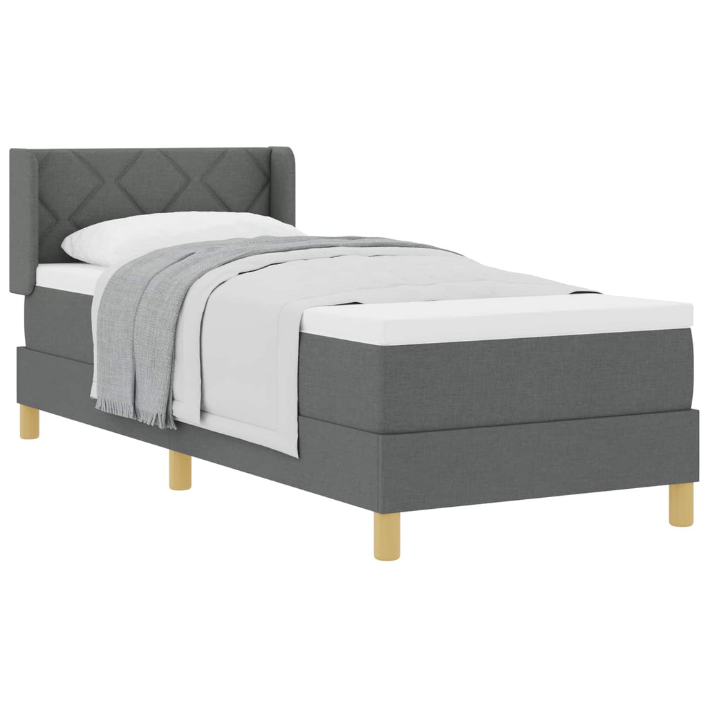 vidaXL Łóżko sprężynowe z materacem Ciemnoszary 200 x 80 cm tkanina