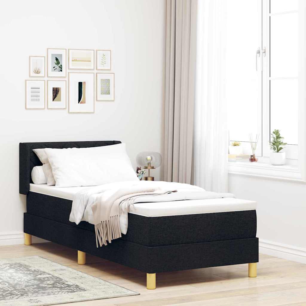 vidaXL Łóżko sprężynowe z materacem Czarny 200 x 80 cm tkanina