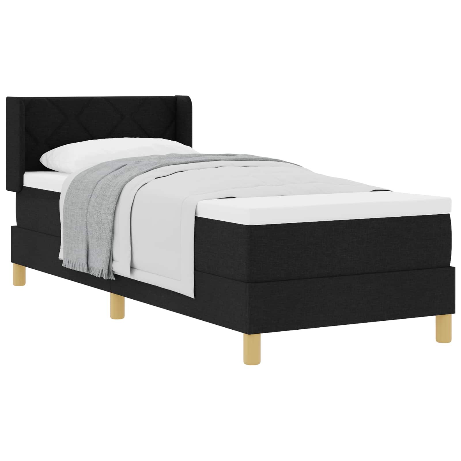 vidaXL Łóżko sprężynowe z materacem Czarny 200 x 80 cm tkanina