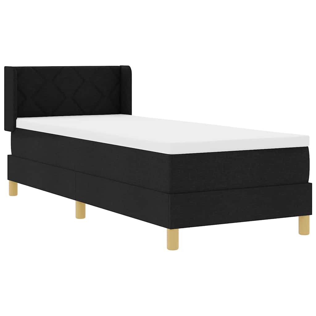 vidaXL Łóżko sprężynowe z materacem Czarny 200 x 80 cm tkanina