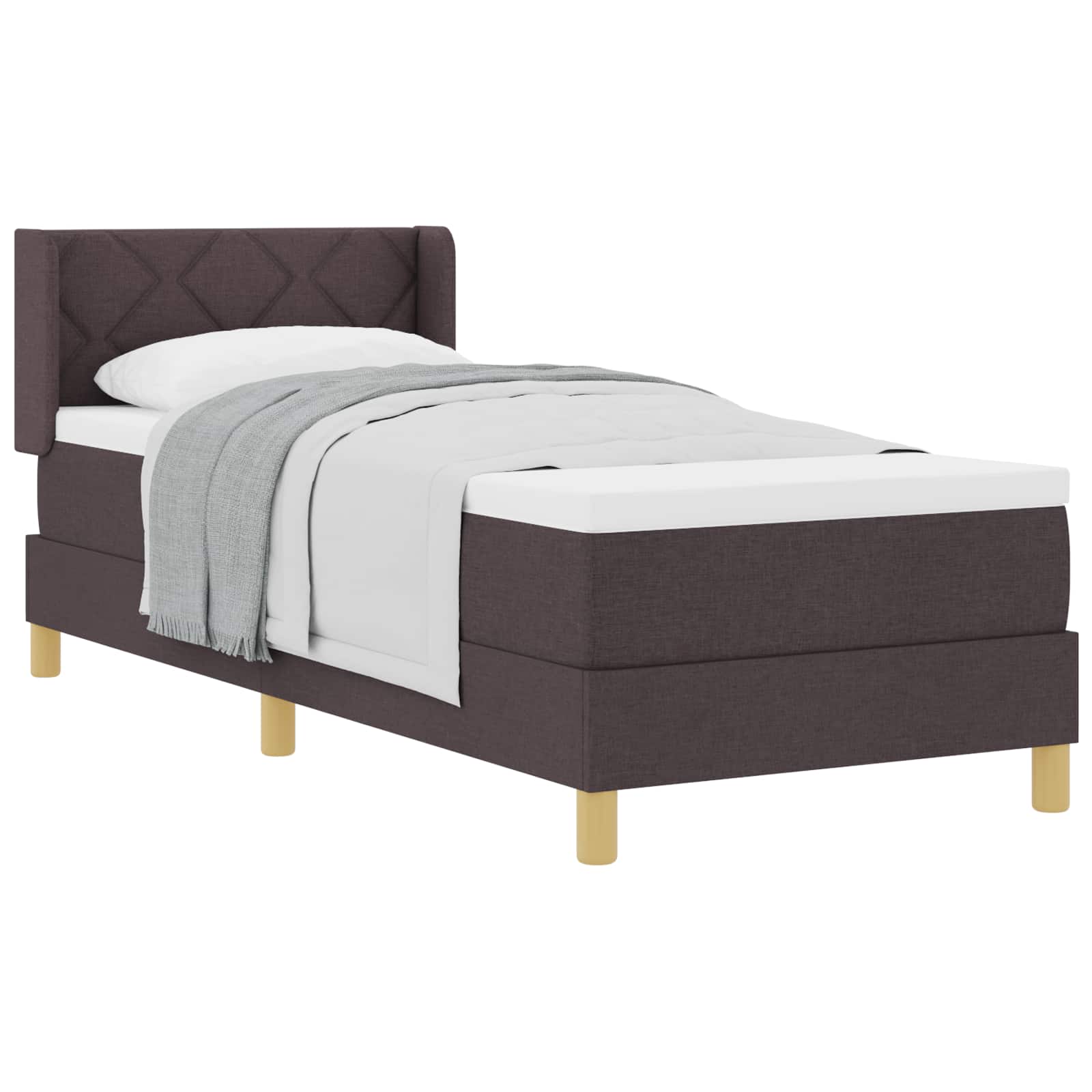 vidaXL Łóżko sprężynowe z materacem Ciemny brąz 200 x 80 cm tkanina
