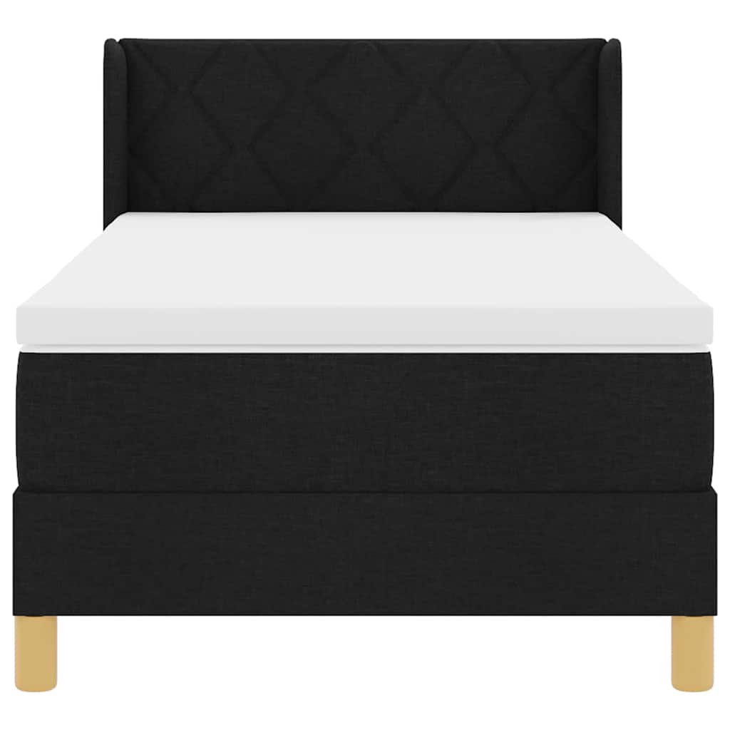 vidaXL Łóżko sprężynowe z materacem Czarny 200 x 90 cm tkanina