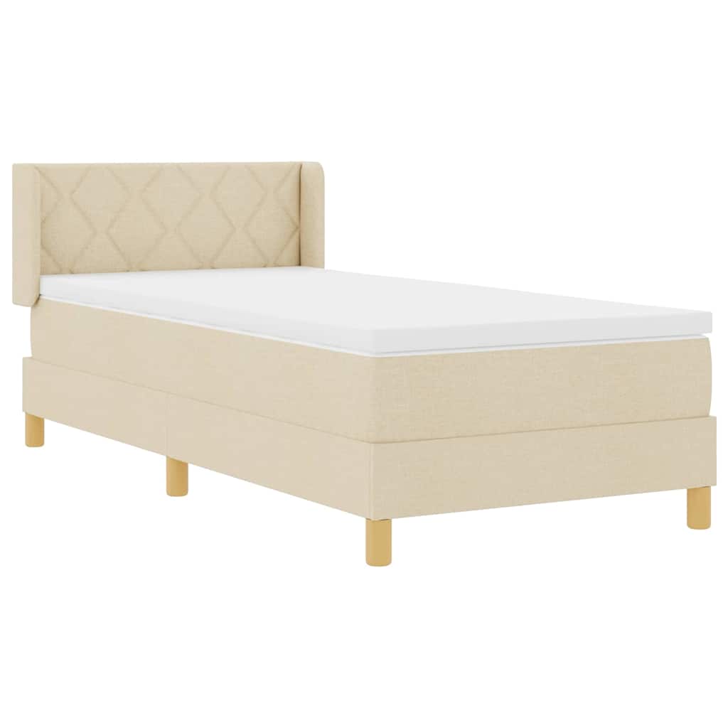 vidaXL Łóżko sprężynowe z materacem Kremowy 200 x 90 cm tkanina