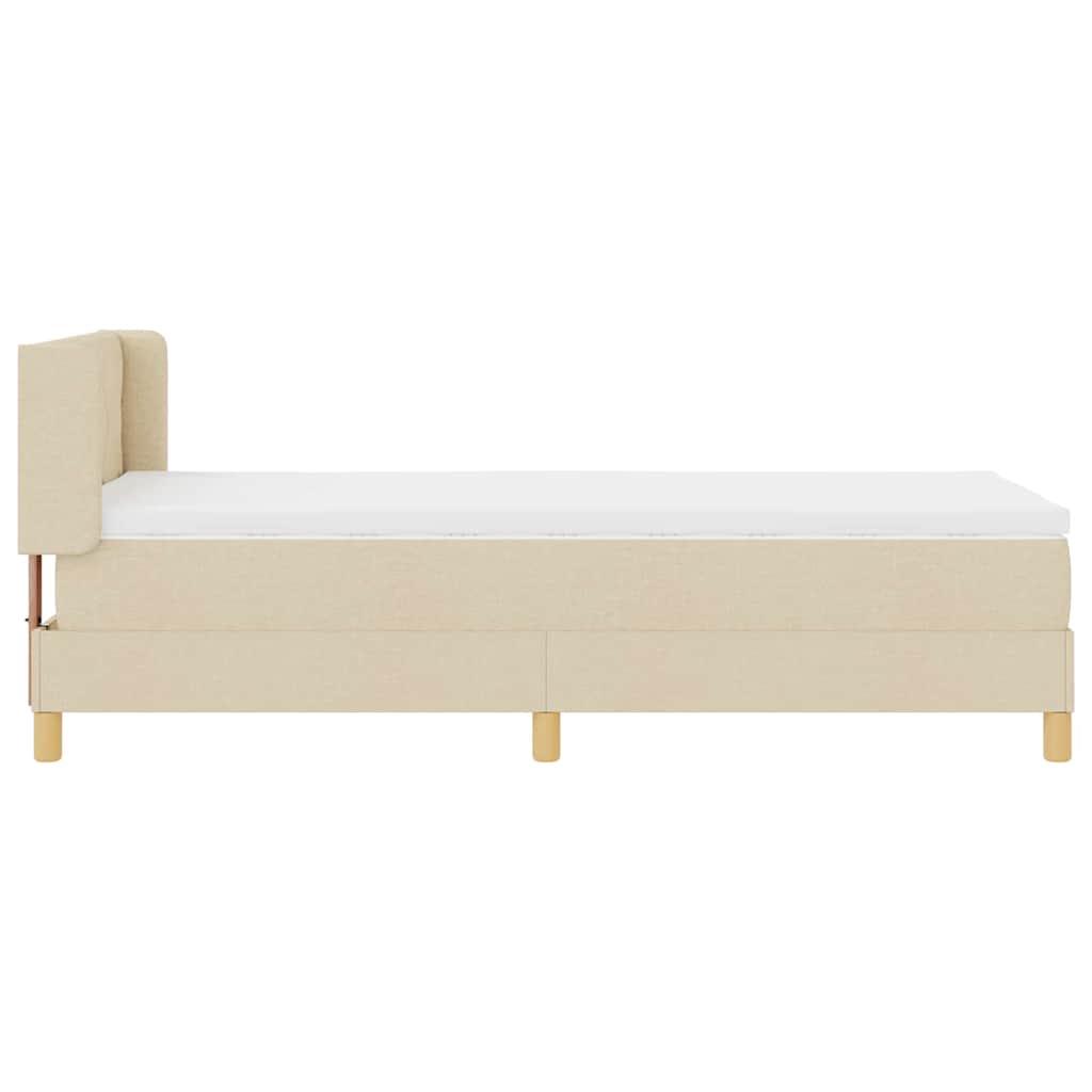 vidaXL Łóżko sprężynowe z materacem Kremowy 200 x 90 cm tkanina