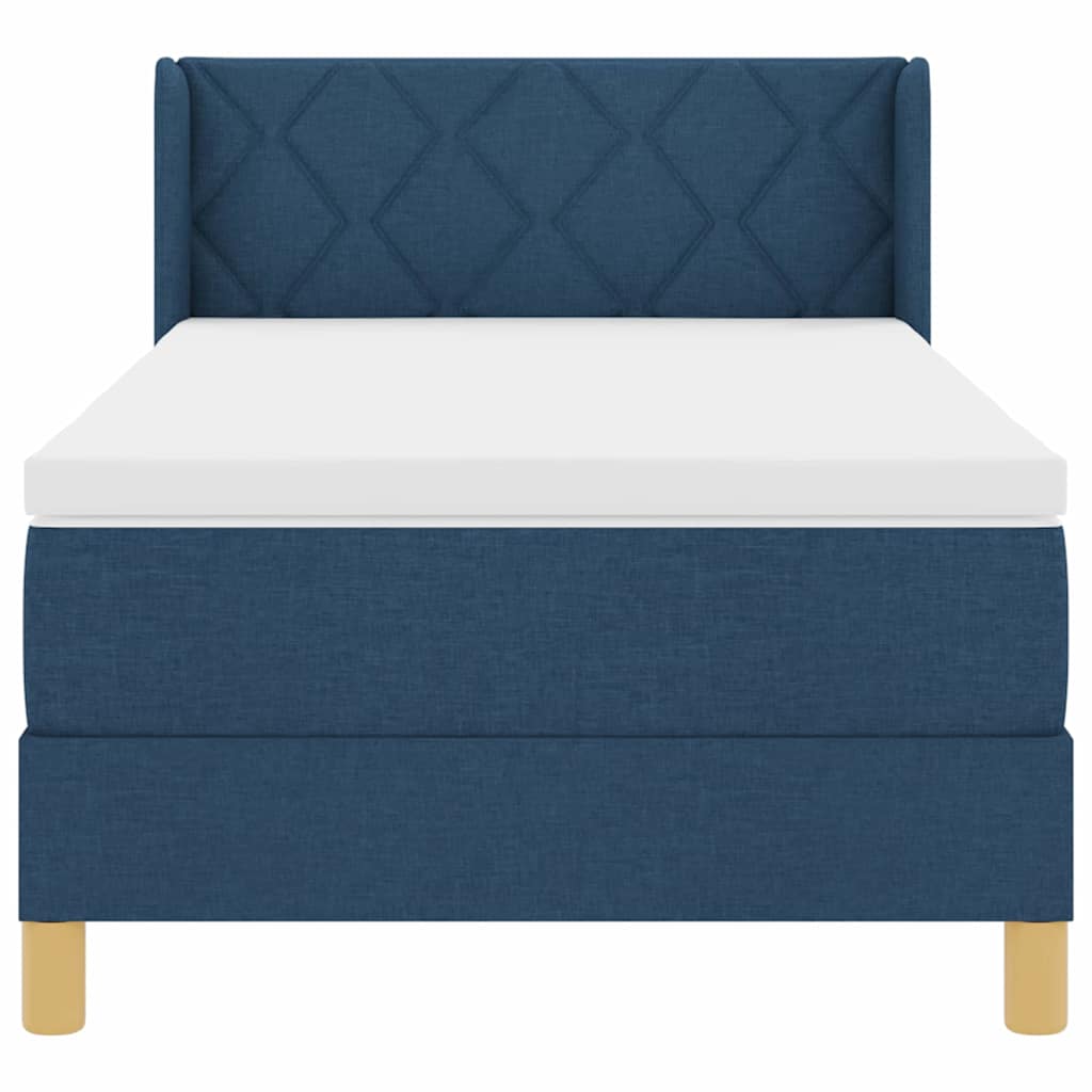 vidaXL Łóżko sprężynowe z materacem Niebieski 200 x 90 cm tkanina