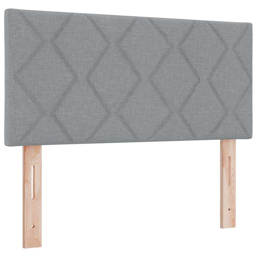 vidaXL Łóżko sprężynowe Z zagłówkiem Jasnoszary 200 x 100 cm tkanina