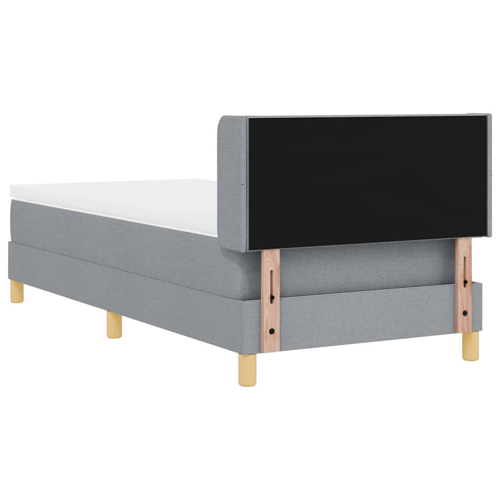 vidaXL Łóżko sprężynowe Z zagłówkiem Jasnoszary 200 x 100 cm tkanina