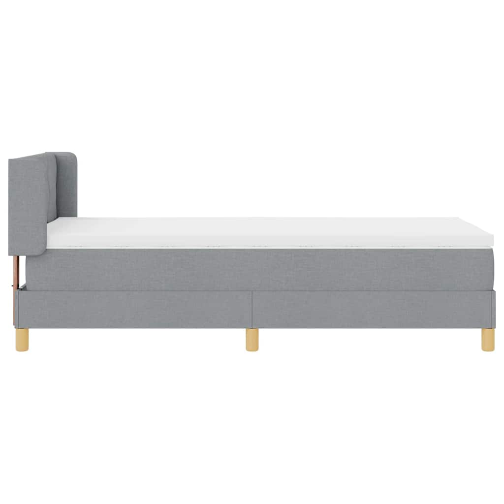 vidaXL Łóżko sprężynowe Z zagłówkiem Jasnoszary 200 x 100 cm tkanina