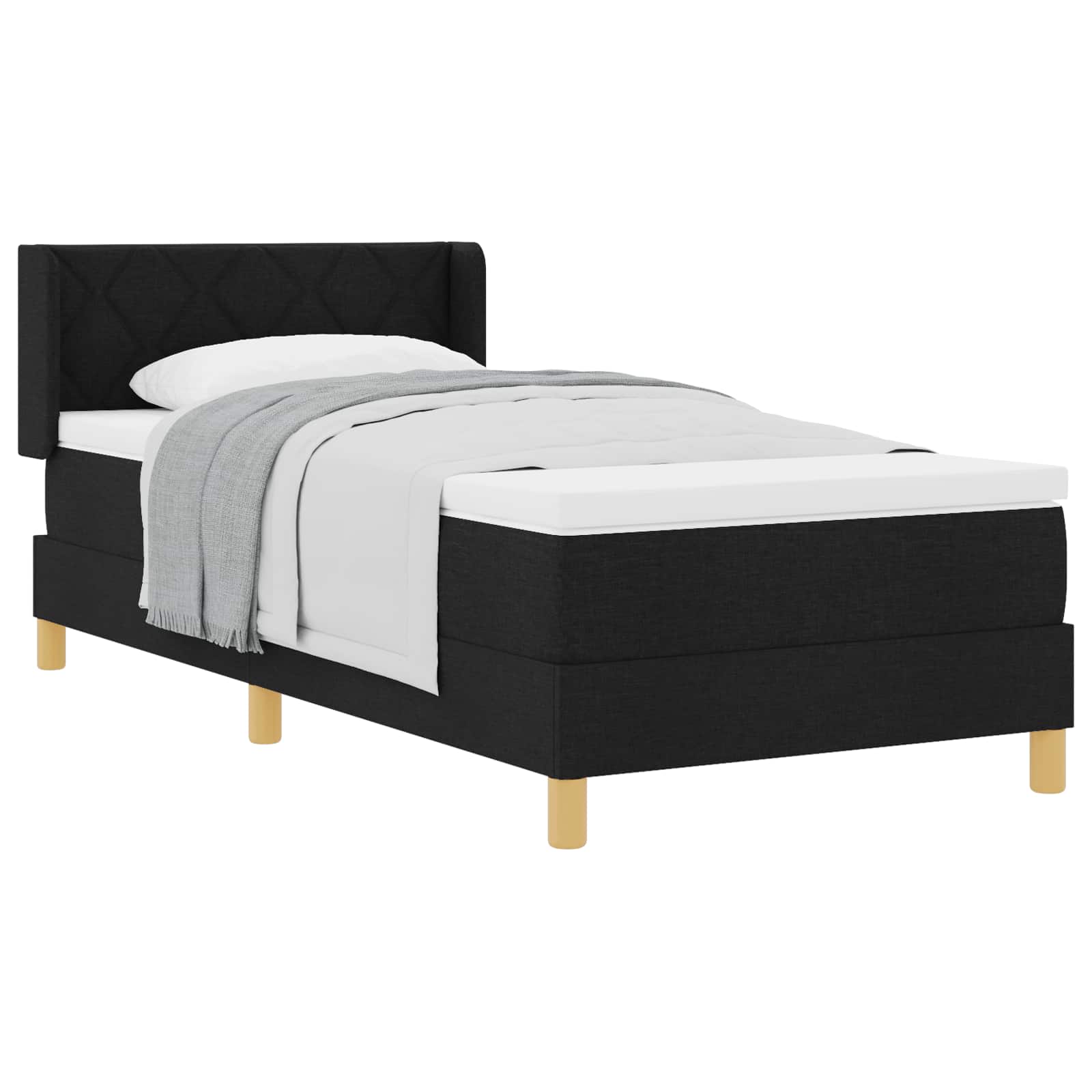 vidaXL Łóżko sprężynowe z materacem Czarny 200 x 100 cm tkanina