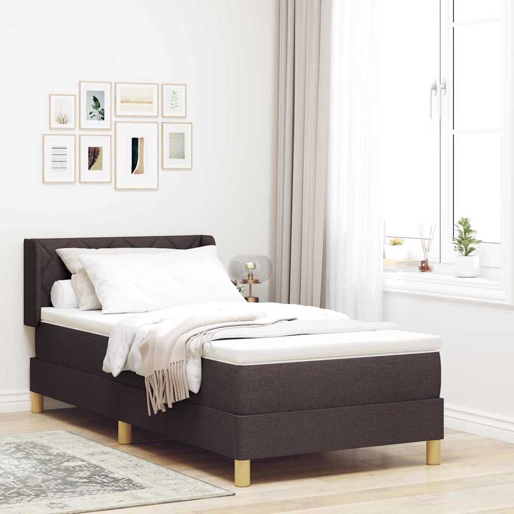 vidaXL Łóżko sprężynowe z materacem Ciemny brąz 200 x 100 cm tkanina