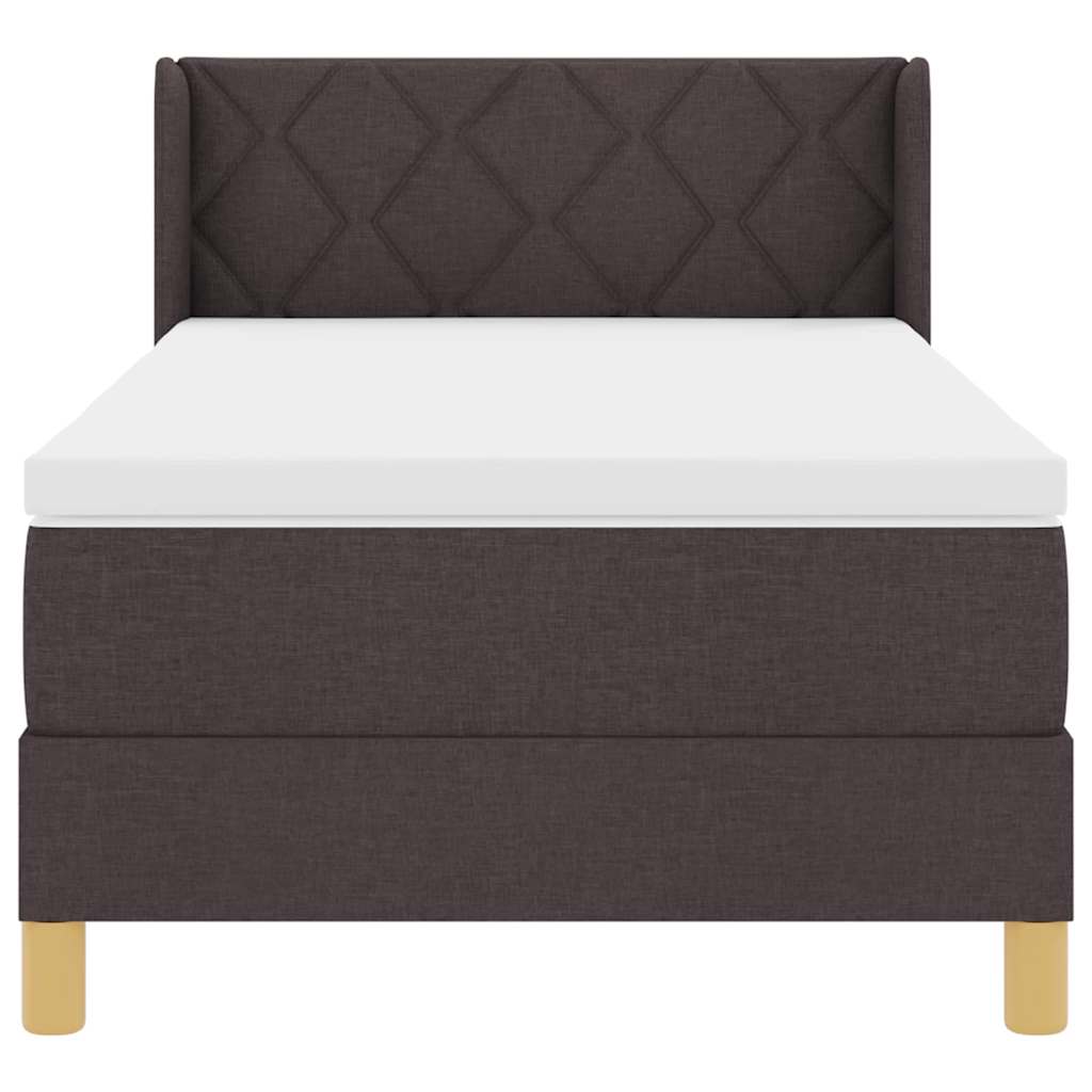 vidaXL Łóżko sprężynowe z materacem Ciemny brąz 200 x 100 cm tkanina