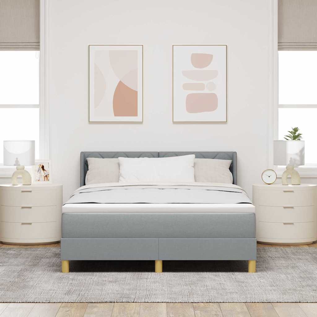 vidaXL Łóżko sprężynowe Z zagłówkiem Jasnoszary 200 x 140 cm tkanina