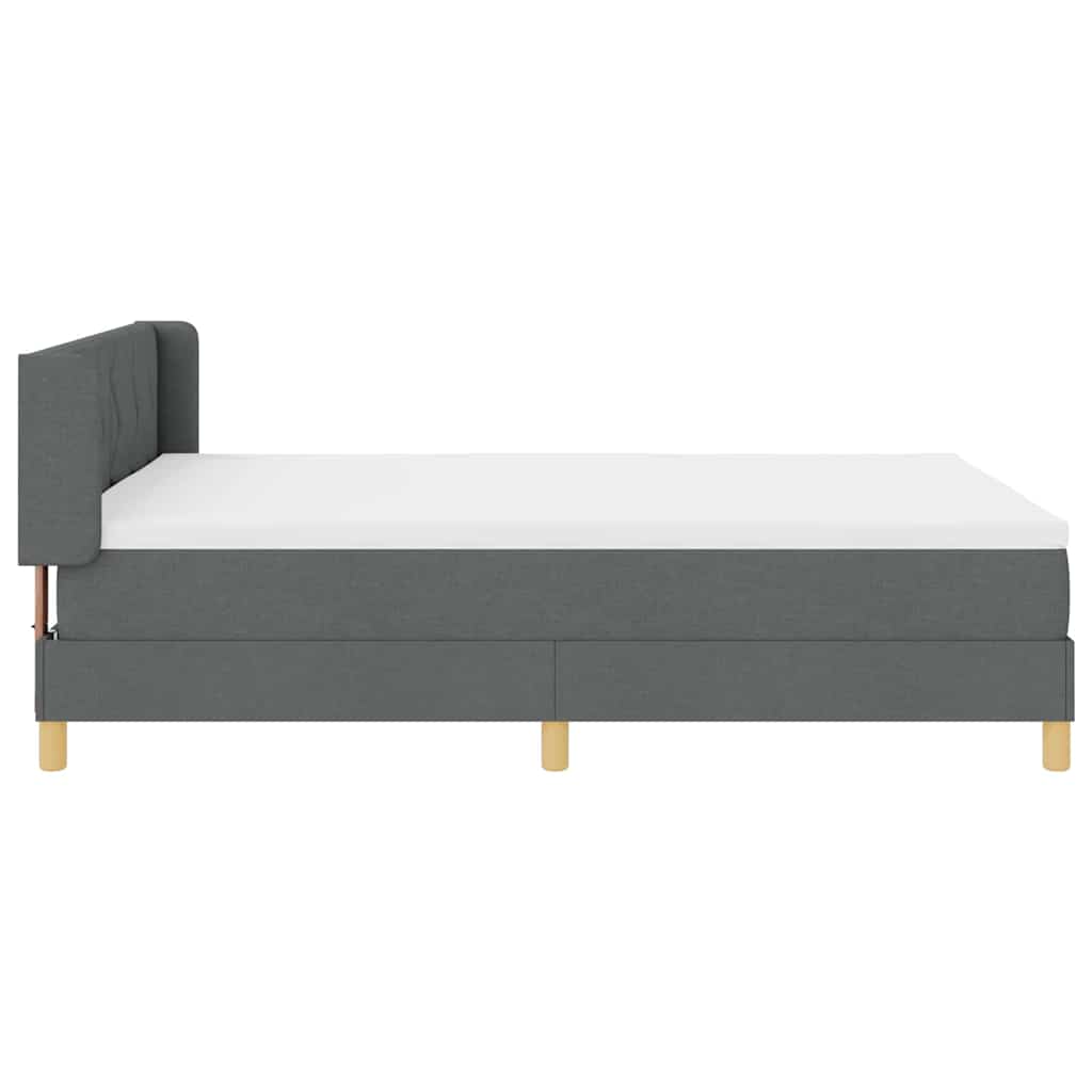 vidaXL Łóżko sprężynowe Z zagłówkiem Ciemnoszary 200 x 140 cm tkanina