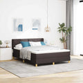 vidaXL Łóżko sprężynowe Z zagłówkiem Ciemny brąz 200 x 140 cm tkanina
