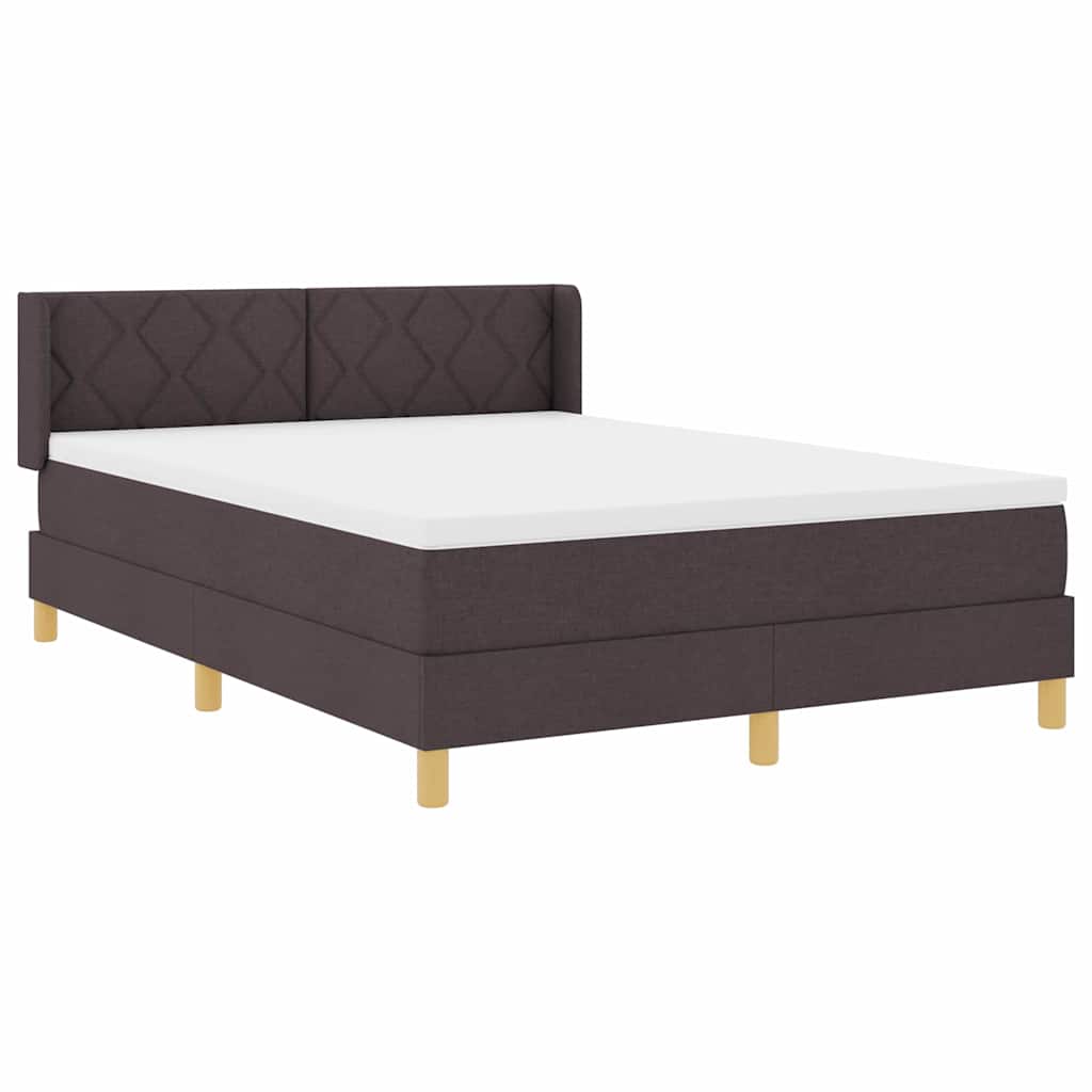 vidaXL Łóżko sprężynowe Z zagłówkiem Ciemny brąz 200 x 140 cm tkanina
