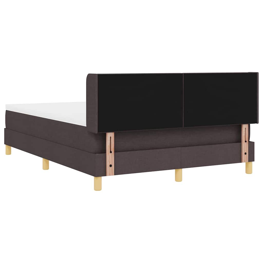 vidaXL Łóżko sprężynowe Z zagłówkiem Ciemny brąz 200 x 140 cm tkanina