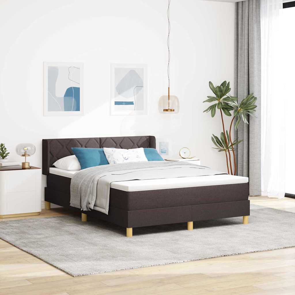 vidaXL Łóżko sprężynowe Z zagłówkiem Ciemny brąz 200 x 160 cm tkanina