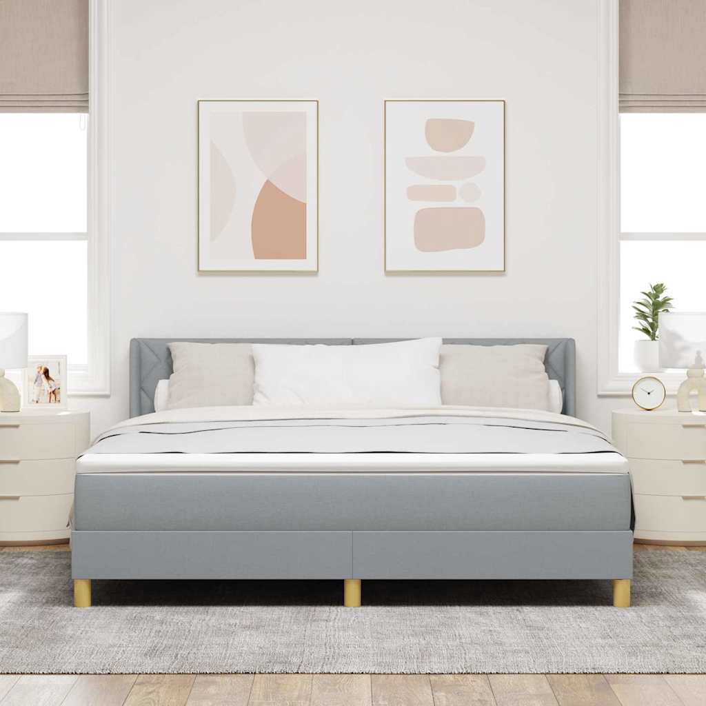 vidaXL Łóżko sprężynowe Z zagłówkiem Jasnoszary 200 x 180 cm tkanina