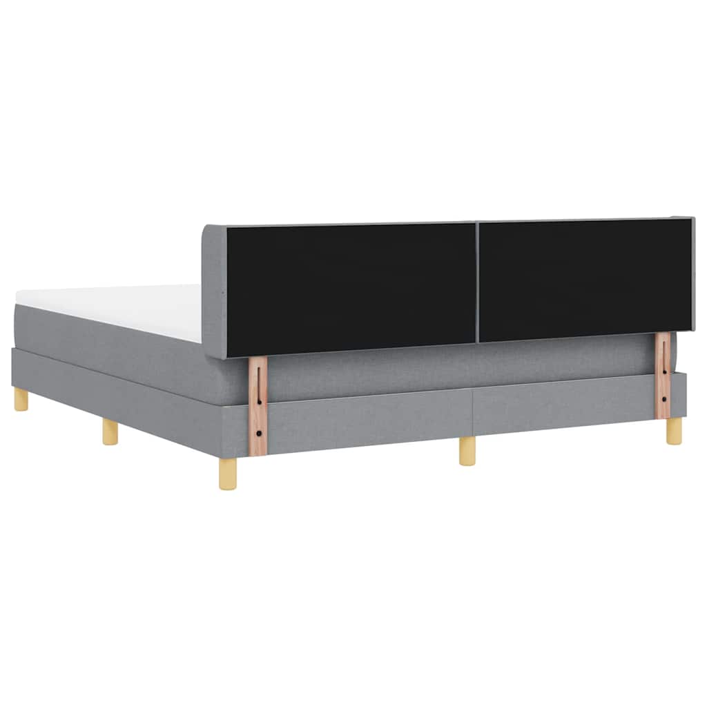 vidaXL Łóżko sprężynowe Z zagłówkiem Jasnoszary 200 x 180 cm tkanina