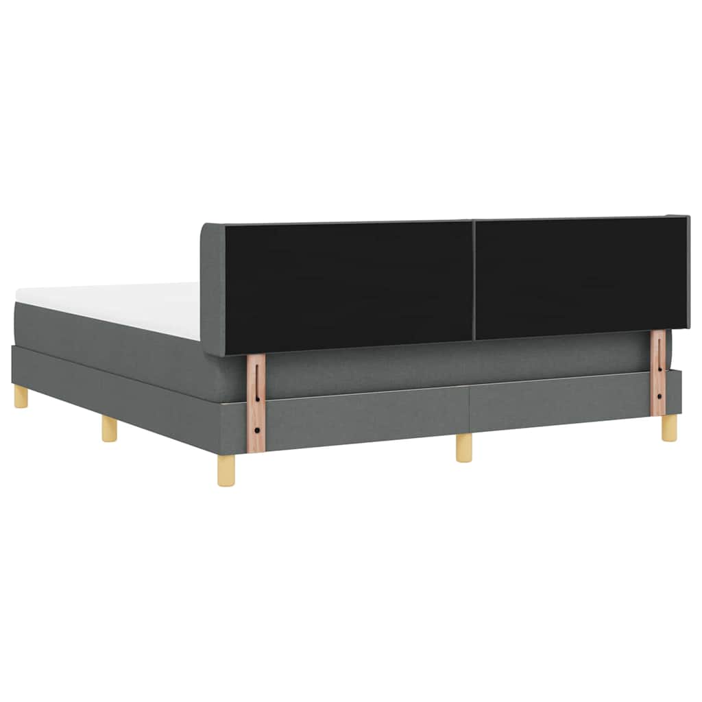 vidaXL Łóżko sprężynowe Z zagłówkiem Ciemnoszary 200 x 180 cm tkanina