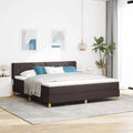 vidaXL Łóżko sprężynowe Z zagłówkiem Ciemny brąz 200 x 180 cm tkanina