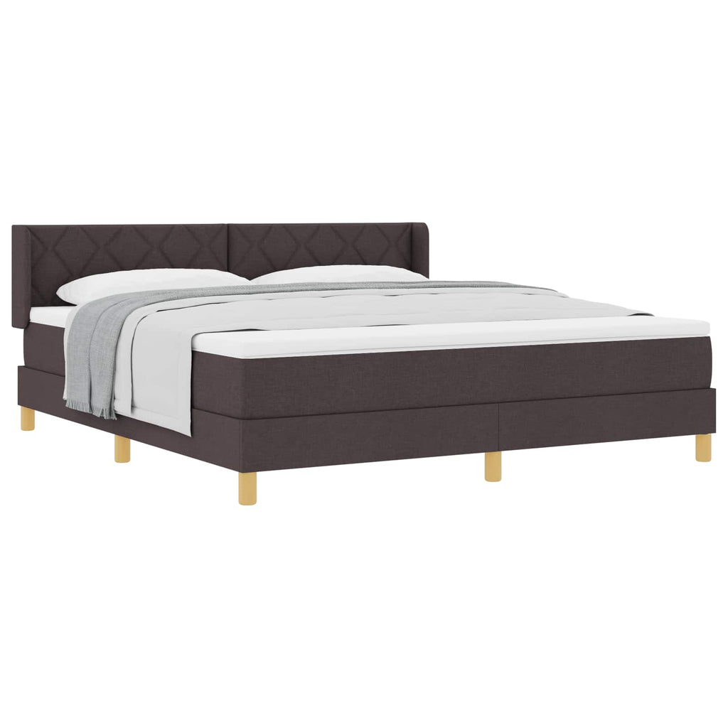 vidaXL Łóżko sprężynowe Z zagłówkiem Ciemny brąz 200 x 180 cm tkanina