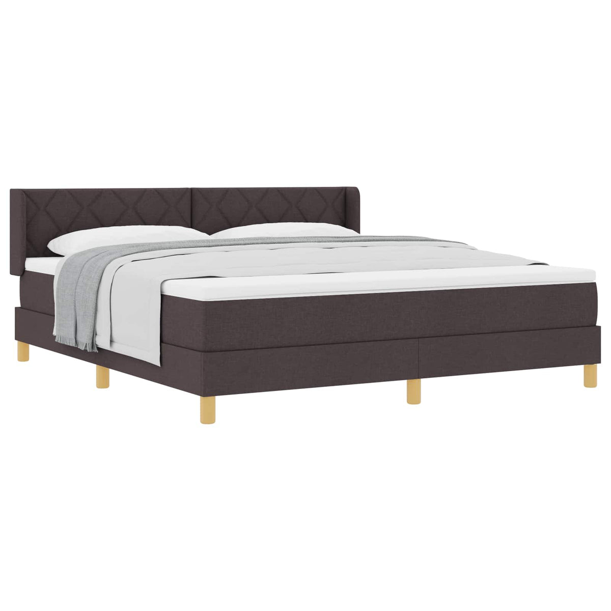 vidaXL Łóżko sprężynowe Z zagłówkiem Ciemny brąz 200 x 180 cm tkanina