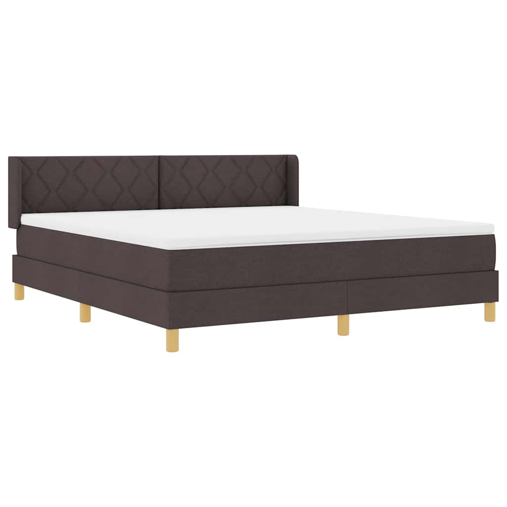 vidaXL Łóżko sprężynowe Z zagłówkiem Ciemny brąz 200 x 180 cm tkanina