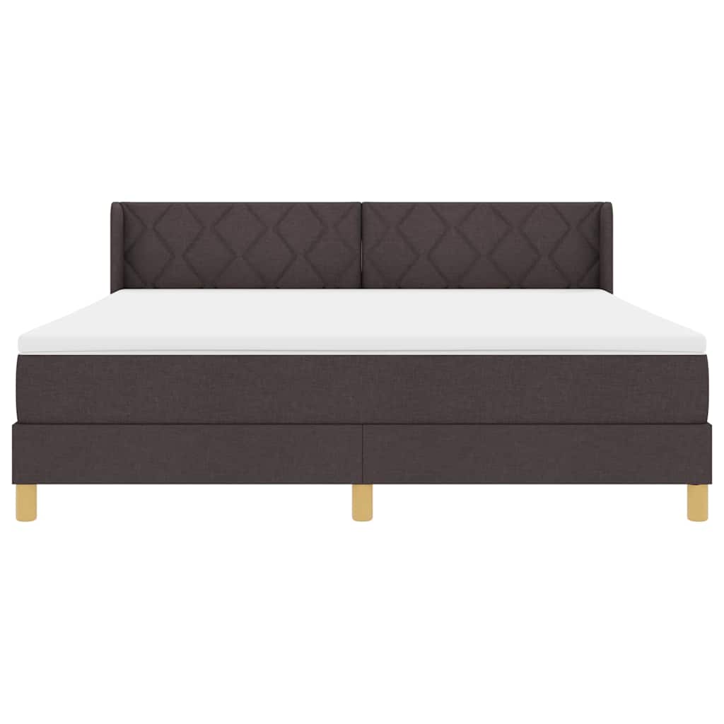 vidaXL Łóżko sprężynowe Z zagłówkiem Ciemny brąz 200 x 180 cm tkanina