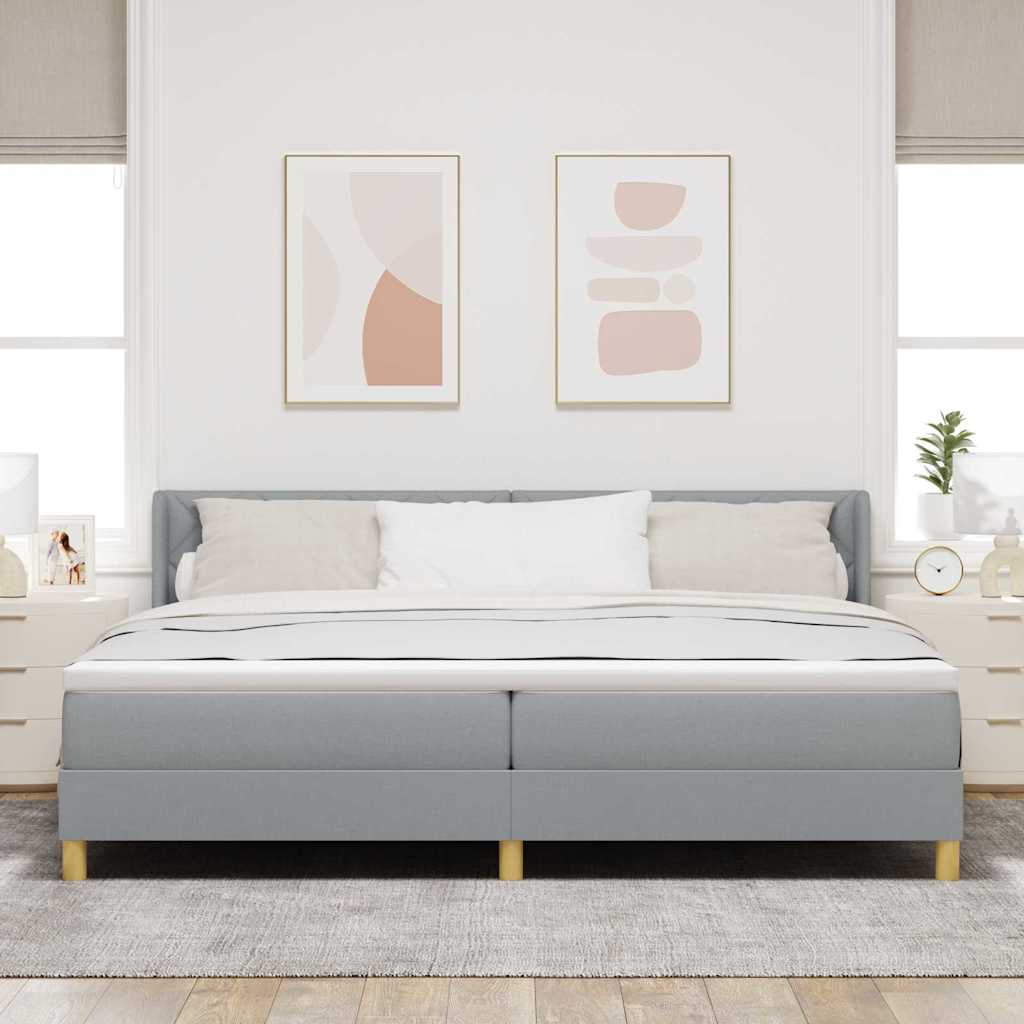 vidaXL Łóżko sprężynowe z materacem Jasnoszary 200 x 200 cm tkanina