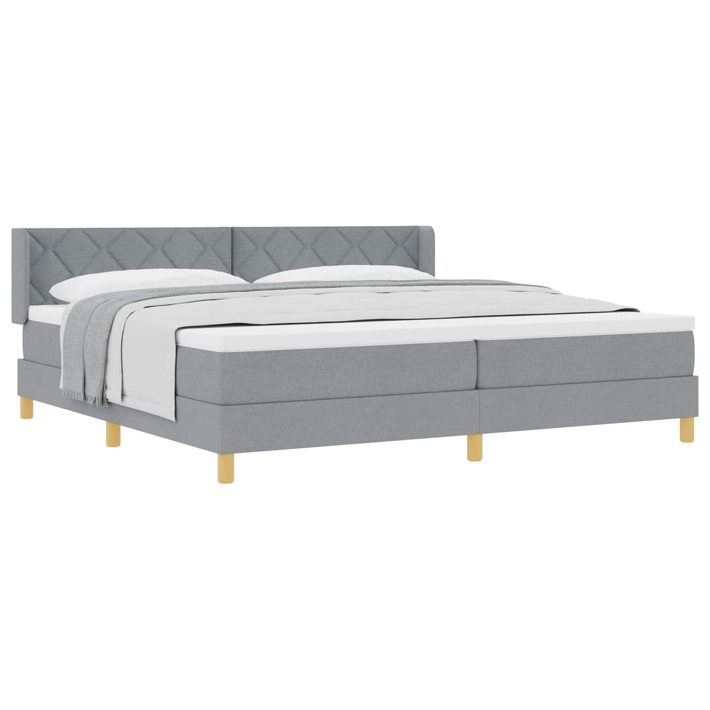 vidaXL Łóżko sprężynowe z materacem Jasnoszary 200 x 200 cm tkanina