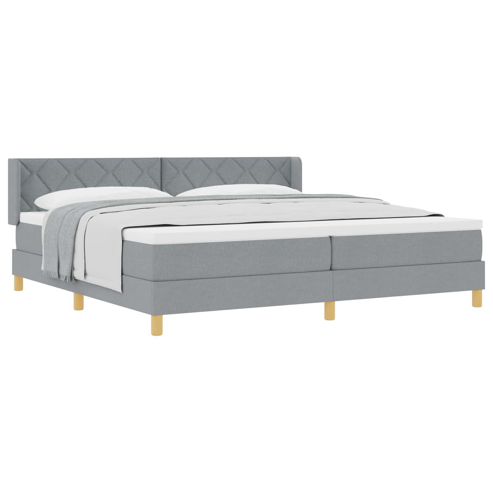 vidaXL Łóżko sprężynowe z materacem Jasnoszary 200 x 200 cm tkanina