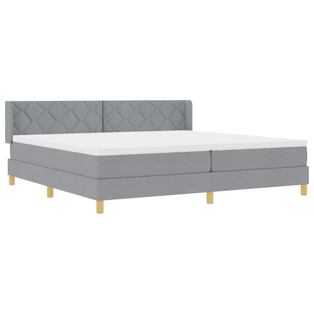 vidaXL Łóżko sprężynowe z materacem Jasnoszary 200 x 200 cm tkanina