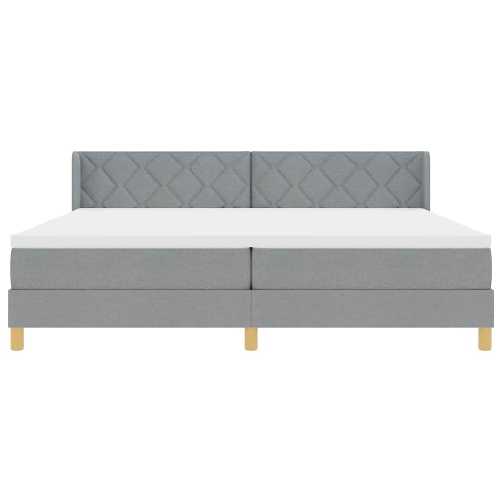 vidaXL Łóżko sprężynowe z materacem Jasnoszary 200 x 200 cm tkanina