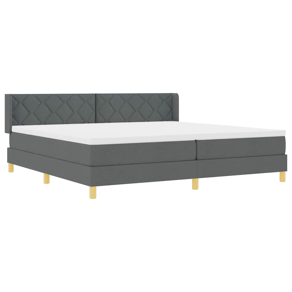 vidaXL Łóżko sprężynowe Z zagłówkiem Ciemnoszary 200 x 200 cm tkanina