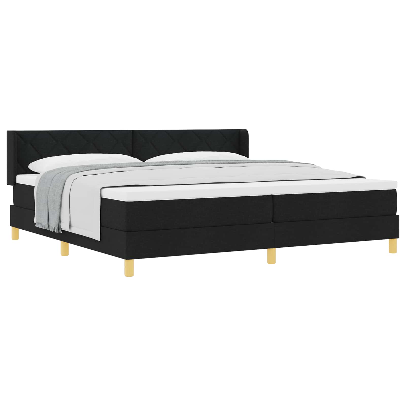 vidaXL Łóżko sprężynowe z materacem Czarny 200 x 200 cm tkanina